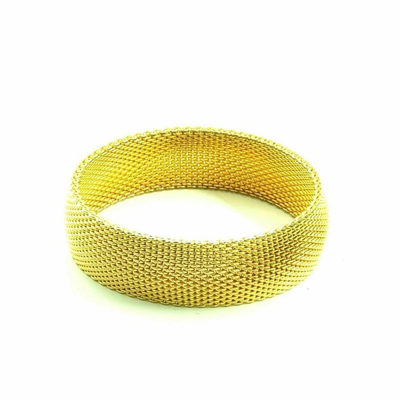 Gold Toned Mesh Bangle Bracelet Vintage - image 6