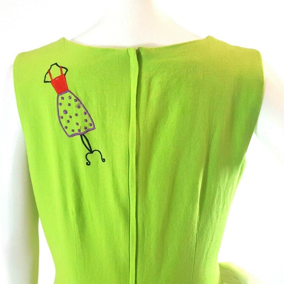 1970's Betsy's Things Lime Sheath Dress SZ 8 Line… - image 4