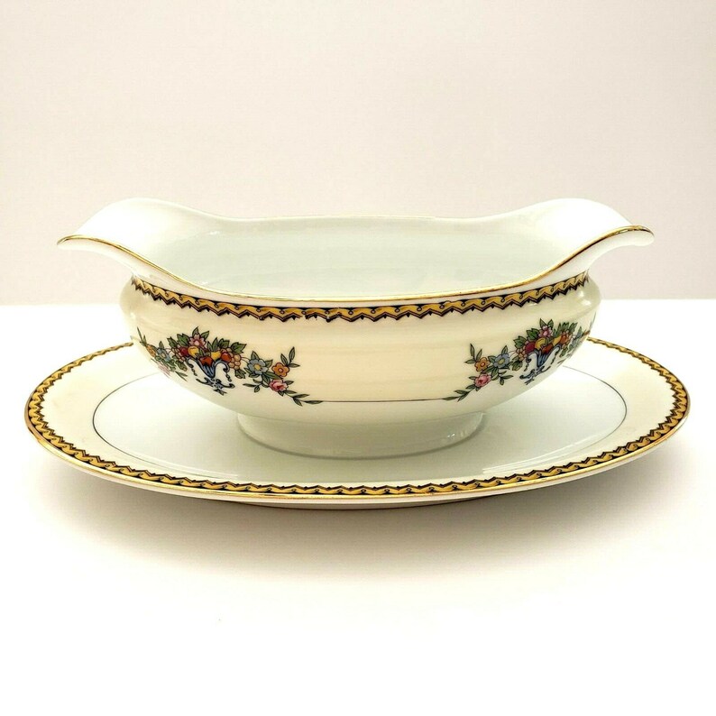 Noritake Modjeska Gravy Boat Attached Under Plate Made in Etsy