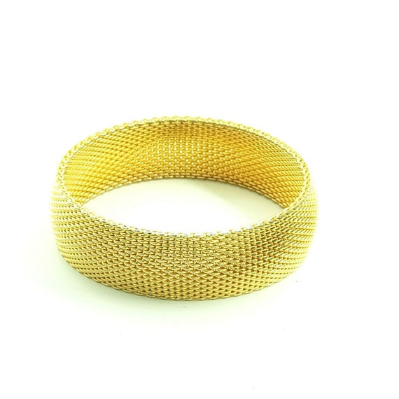 Gold Toned Mesh Bangle Bracelet Vintage - image 1