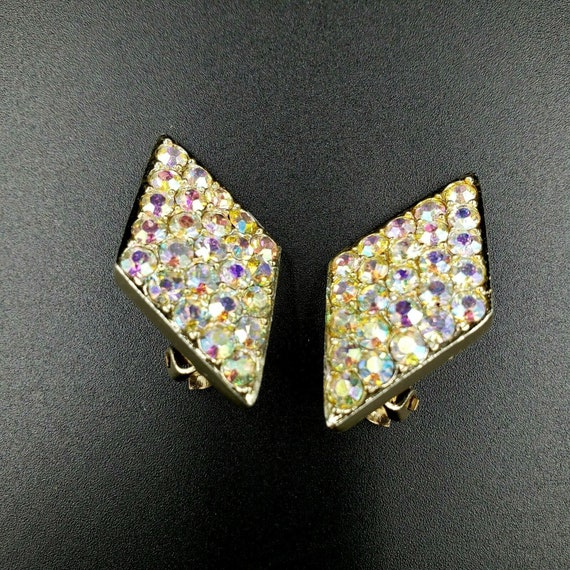 Emmons Diamond Shaped Pave Set Rhinestone Earring… - image 6