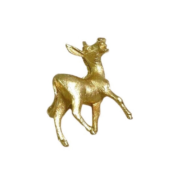 Vintage Napier Brushed Gold Braying Donkey Pin Bro