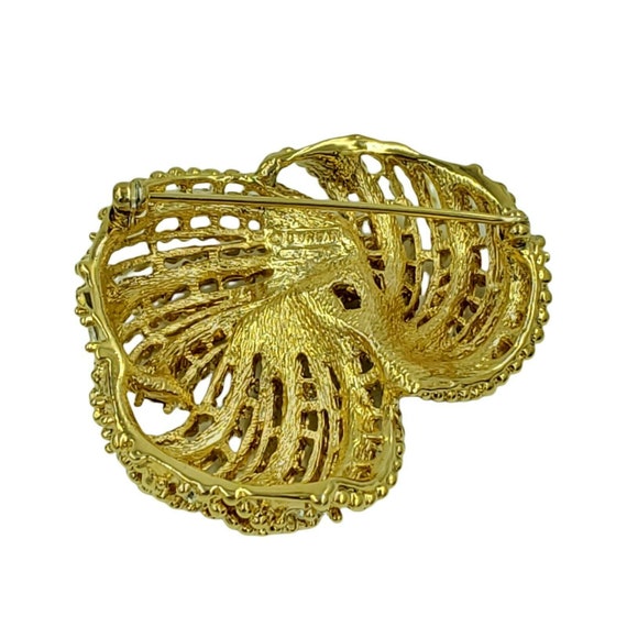 D'ORLAN Knot Brooch Gold Tone Rhinestone Studded … - image 6