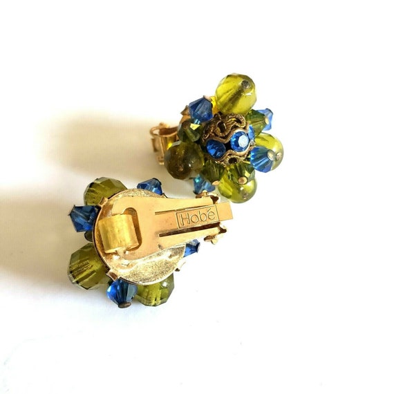 Hobe Clip Earrings  Faceted Crystal Bead Cluster … - image 7