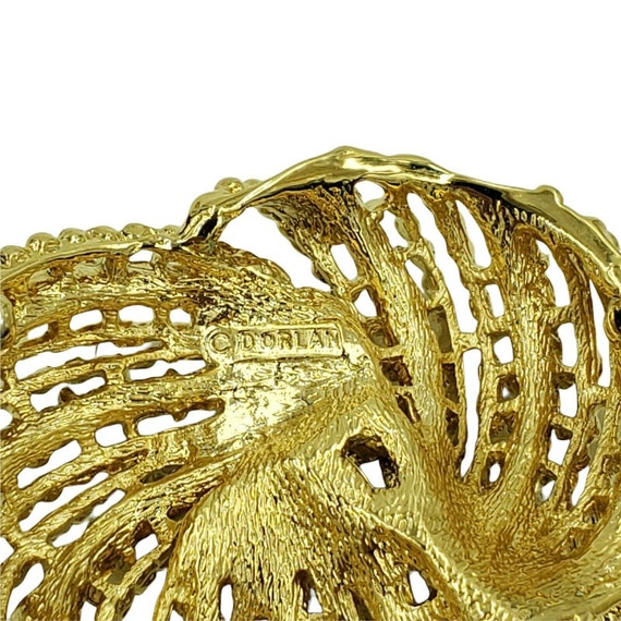 D'ORLAN Knot Brooch Gold Tone Rhinestone Studded … - image 5