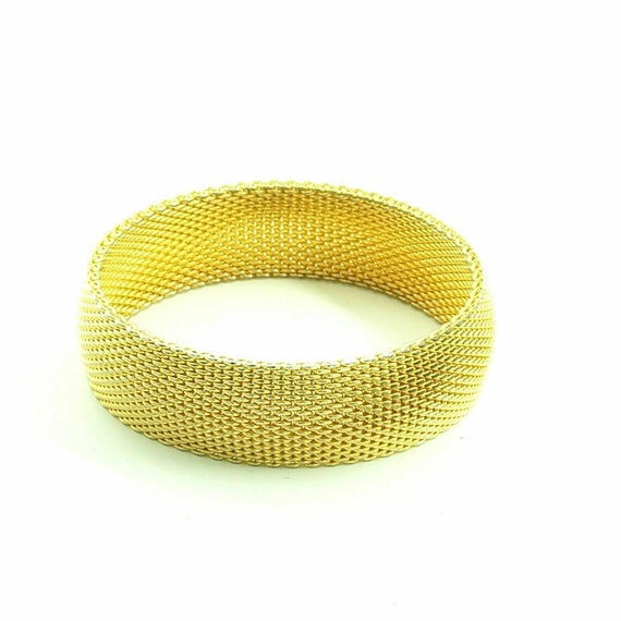 Gold Toned Mesh Bangle Bracelet Vintage - image 10