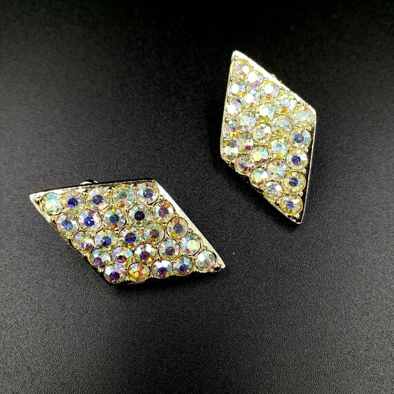 Emmons Diamond Shaped Pave Set Rhinestone Earring… - image 1