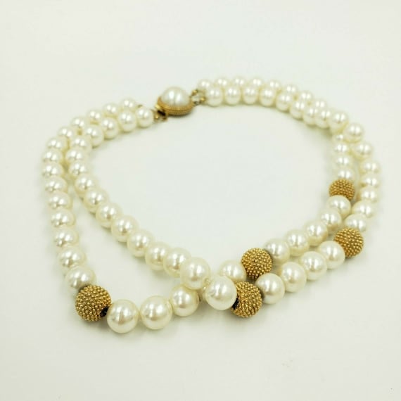 Erwin Pearl Choker Necklace Two Strand Faux Pearl… - image 10