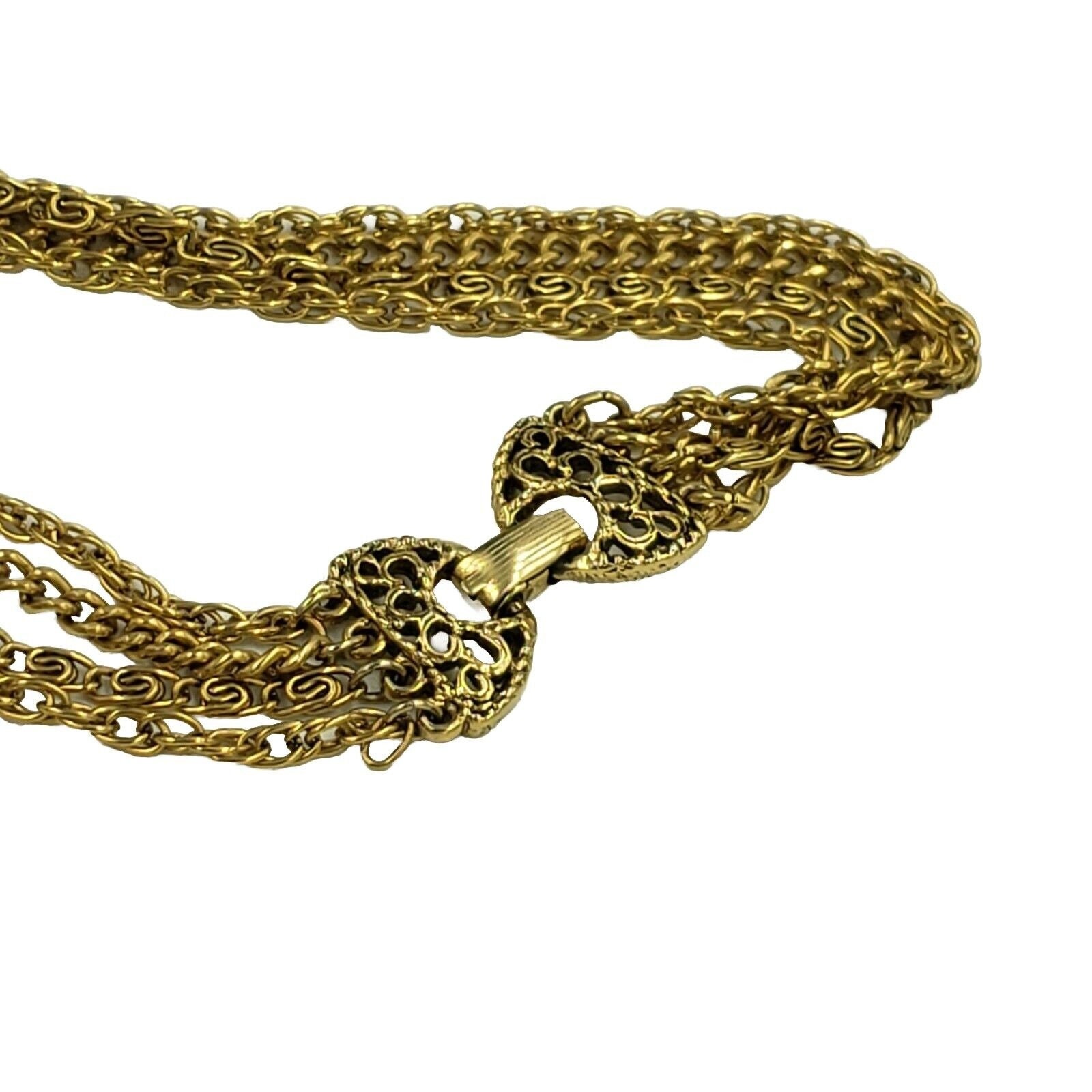 Collier Vintage Goldette En Or Avec Cabochon Topaze - Magnifique, Occasion Patiné