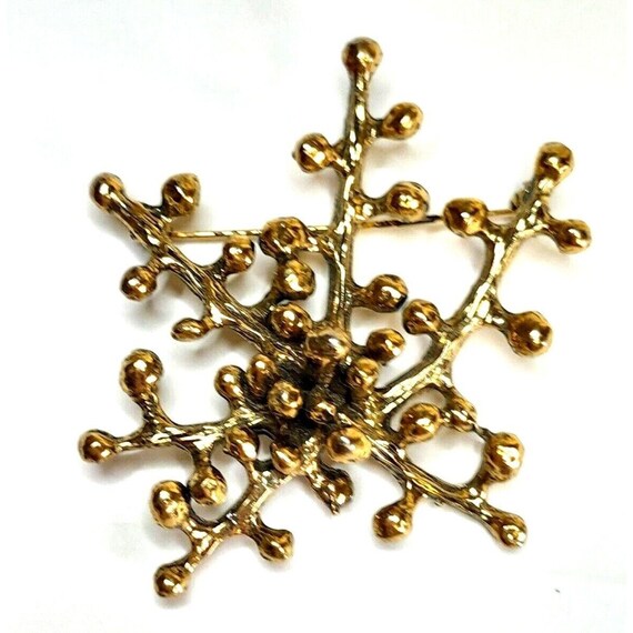 Zentall Brutalist Brooch Gold Tone Modernist Abstract Snowflake