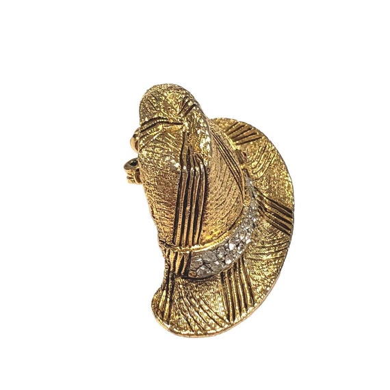 Vintage BSK Fedora Pin My Fair Lady Brooch Gold T… - image 4