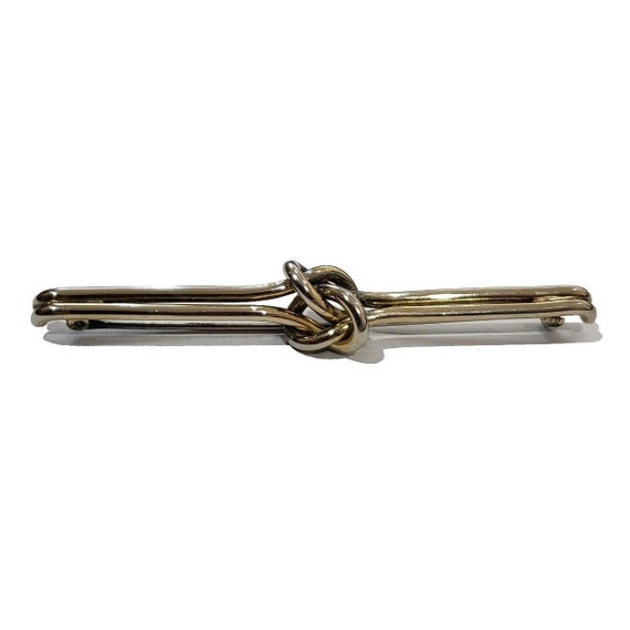 NAPIER Sterling Bar Brooch Modernist Knot Signed … - image 1