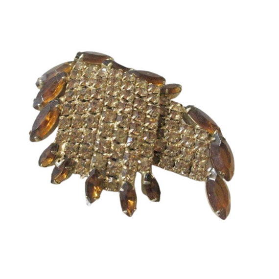 Vintage Rhinestone Brooch Brown Rootbeer Aurora B… - image 9