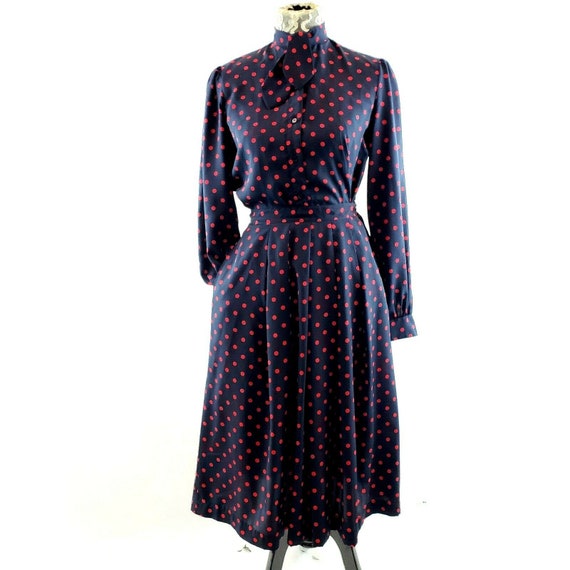 The Villager Polka Dot Two Piece Dress Navy Red B… - image 10