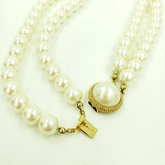 Erwin Pearl Choker Necklace Two Strand Faux Pearl… - image 9