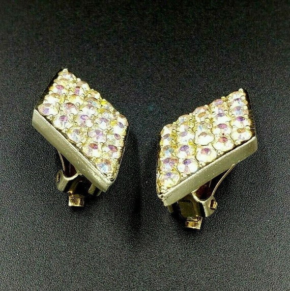 Emmons Diamond Shaped Pave Set Rhinestone Earring… - image 4