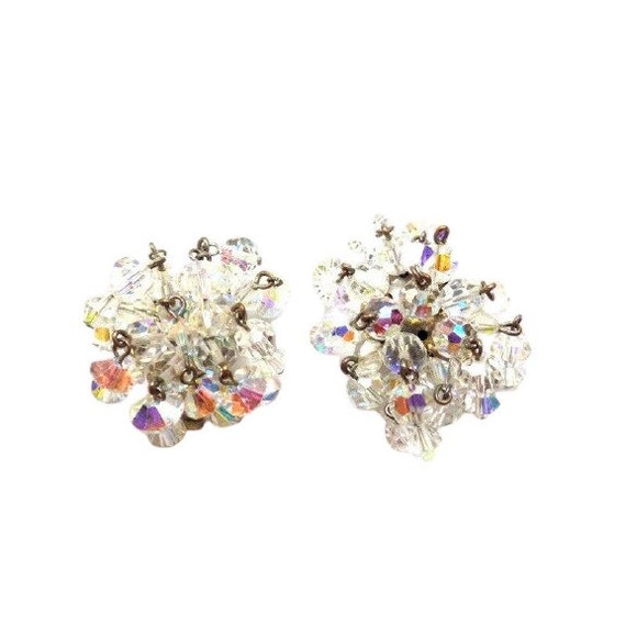 HOBE Bead Cluster Dangle Earrings Clip On Clear Au