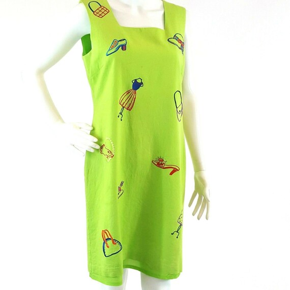 1970's Betsy's Things Lime Sheath Dress SZ 8 Line… - image 10