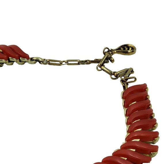 Vintage Coro Red Thermoset Necklace Gold Tone - image 7