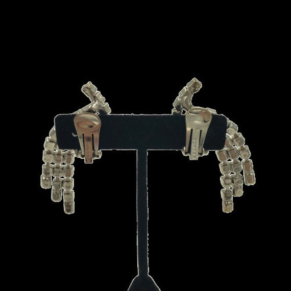 KRAMER Clear Rhinestone Clip On Earrings Dangle C… - image 3
