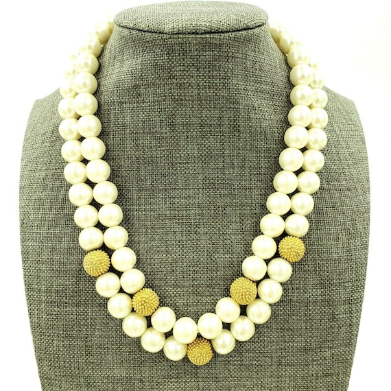 Erwin Pearl Choker Necklace Two Strand Faux Pearl… - image 7