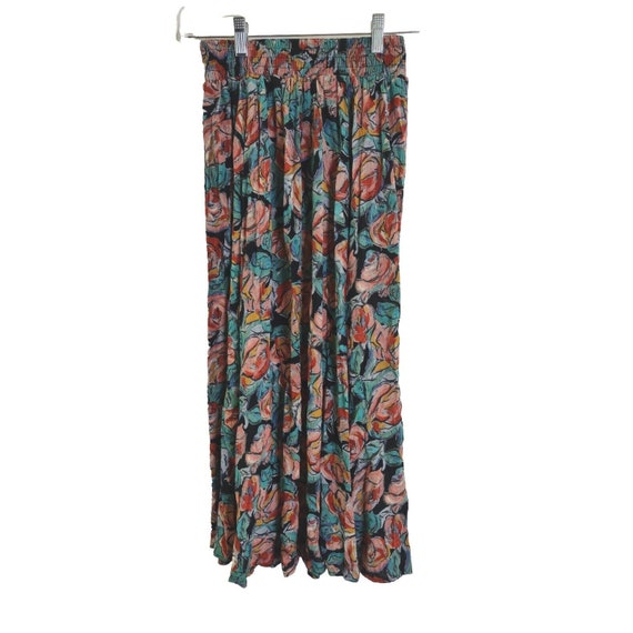 Vintage Carol Little Floral Long Skirt Rayon Pink… - image 2