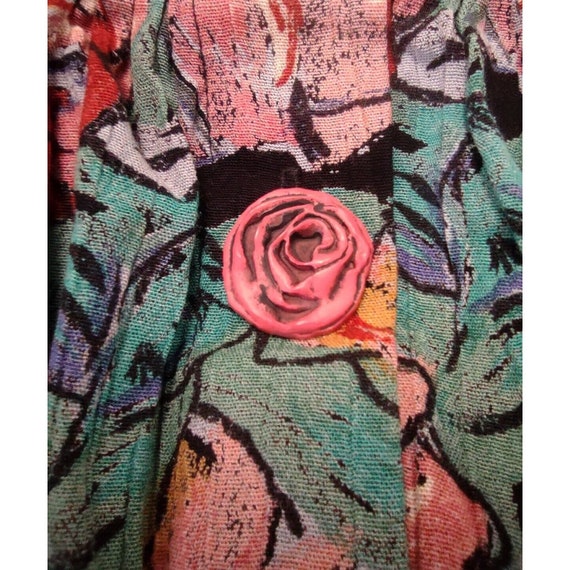 Vintage Carol Little Floral Long Skirt Rayon Pink… - image 5