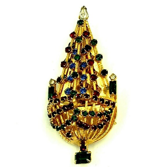 Vintage Signed Joseph Warner Christmas Tree Pin B… - image 3