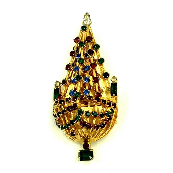 Vintage Signed Joseph Warner Christmas Tree Pin B… - image 1