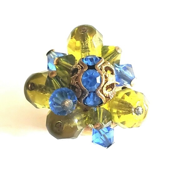 Hobe Clip Earrings  Faceted Crystal Bead Cluster … - image 2