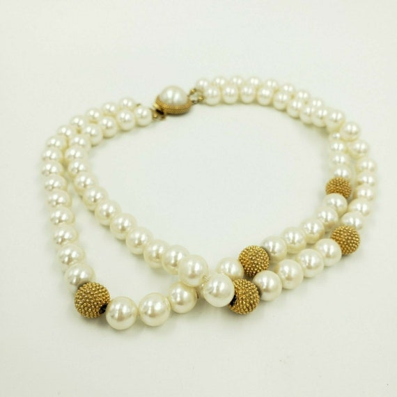 Erwin Pearl Choker Necklace Two Strand Faux Pearl… - image 5