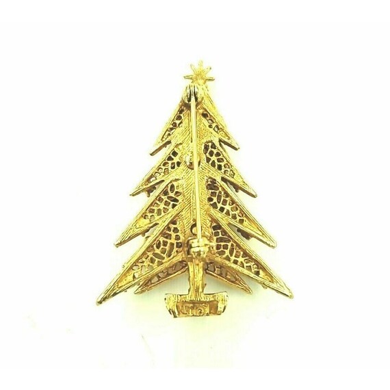 Signed ART Christmas Tree Pin Rhinestone Candles … - image 3