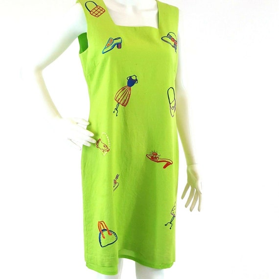 1970's Betsy's Things Lime Sheath Dress SZ 8 Line… - image 1