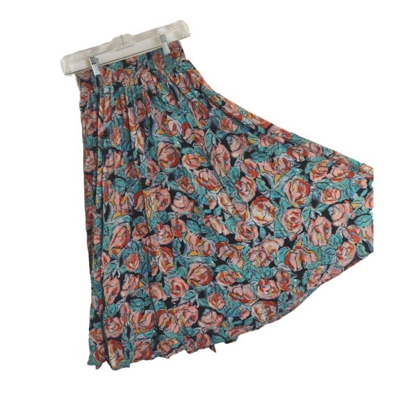 Vintage Carol Little Floral Long Skirt Rayon Pink… - image 10