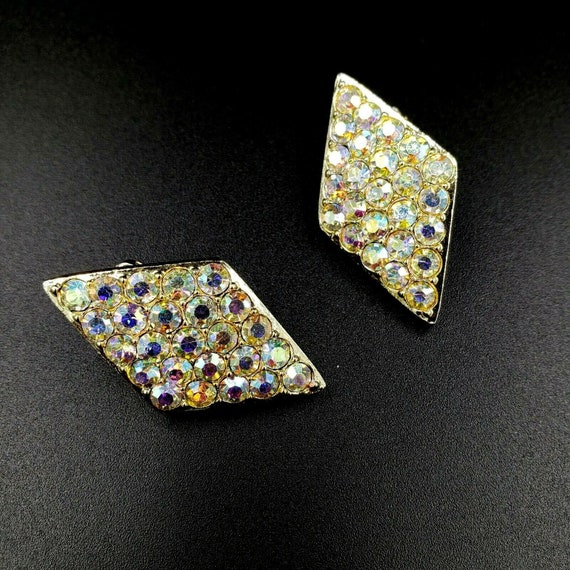 Emmons Diamond Shaped Pave Set Rhinestone Earring… - image 9