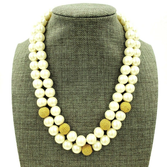 Erwin Pearl Choker Necklace Two Strand Faux Pearl… - image 4
