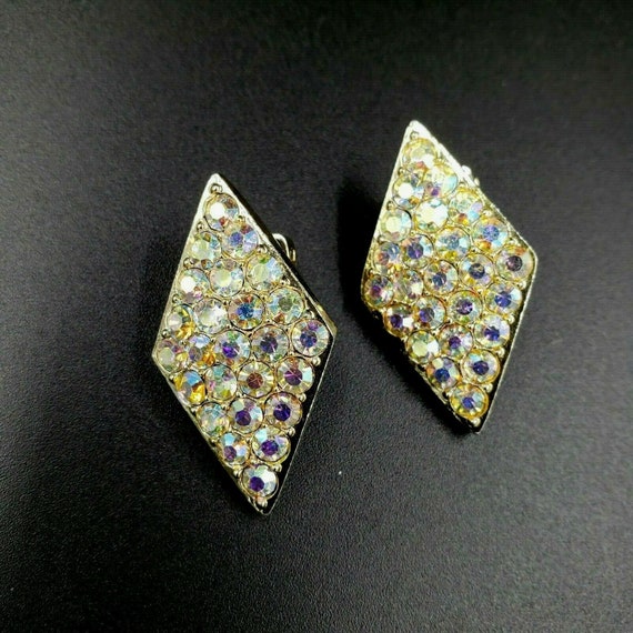 Emmons Diamond Shaped Pave Set Rhinestone Earring… - image 7