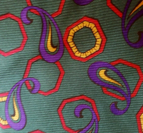 Burberrys of London Silk Necktie Green Red Gold P… - image 7