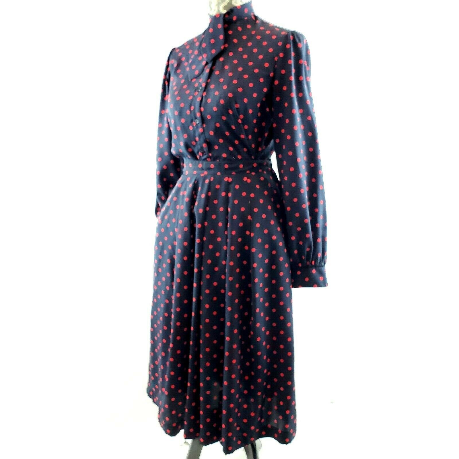 The Villager Polka Dot Two Piece Dress Navy Red Blouse Skirt - Etsy