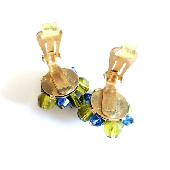 Hobe Clip Earrings  Faceted Crystal Bead Cluster … - image 5