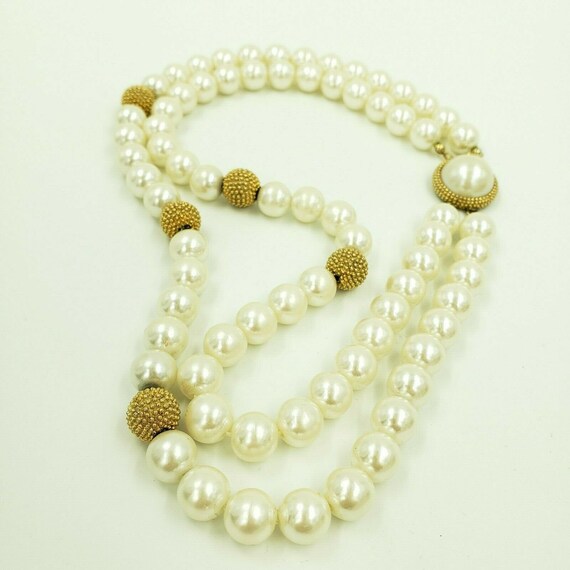 Erwin Pearl Choker Necklace Two Strand Faux Pearl… - image 2