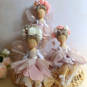 Handgemaakte feeënballerinapop van 7,9 inch, zachte stoffen pop voor kinderkamerdecoratie of cadeau