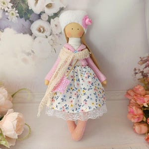 handmade doll 12&quot; Rag doll, fabric doll, collectible doll, textile doll, Fabric toys, Princess doll, Small soft doll, Tilda Doll, Cloth doll