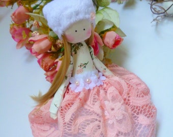 Textile doll, decorative doll, cotton rag doll, Heirloom Cloth Doll, stuffed doll, soft doll, fairy doll, Fabric Doll, Dancing Girl,