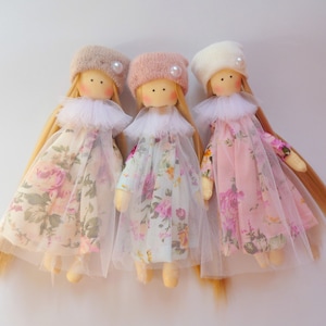 Small doll, Shabby Cloth dolls, mini rag doll, textile pocket doll, Textile Angel, fabric doll, fairy doll, baby doll, wedding gift image 1