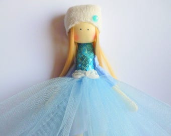 Princess Fairy doll, keepsake doll, heirloom doll, Art Doll 12'', Blonde hair cloth rag doll, babu shower gift,handmade doll, ballerina doll