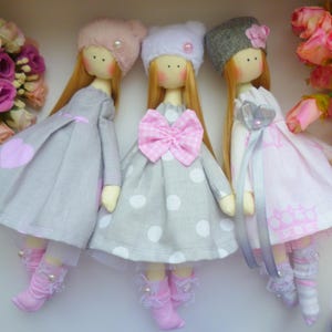 Bambola fatta a mano, bambole Tilda, bambola decorativa, cameretta Shabby Chic, giocattoli per bambine, bambole di stoffa Shabby, bambola ballerina. Bambola di stoffa