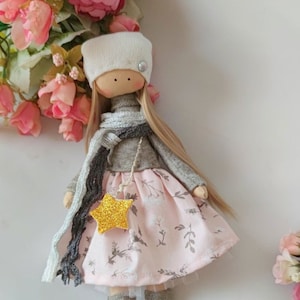 Cloth Rag Doll, girl gift,softie doll,toddler gift, nursery decor,Interior doll,dollhouse decoration,Heirloom doll,Fabric Doll,doll cotton