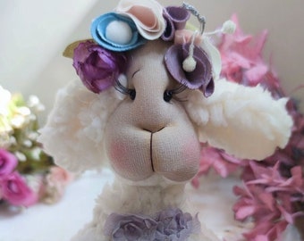 handmade Lamb, Plush Lamb, Stuffed Animal, Lamb Baby Shower, Sheep doll