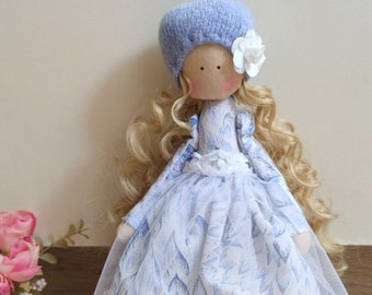 white soft small cloth rag doll,Handmade Heirloom Gift For Girl,nursery decor,toddler toys,Wedding Keepsake,fairy doll,doll in lace dress